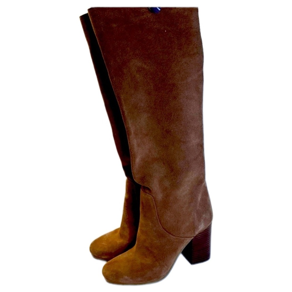Michael Kors Brown Suede Knee High Boots Block‎ Heel Women's Size 7M - Picture 2 of 11